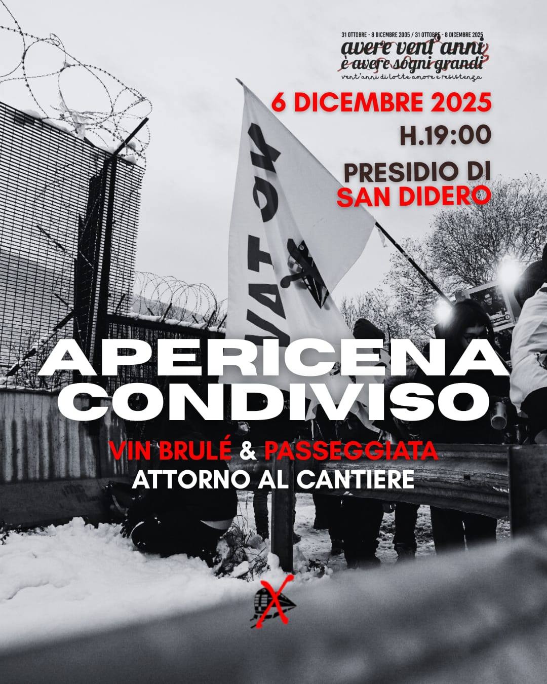 [2025-12-06] Apericena e passeggiata intorno al cantiere. @ Presidio NO TAV San Didero