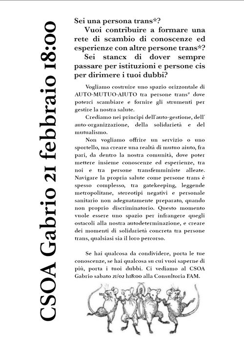 INCONTRO DI MUTUO AIUTO TRANS*