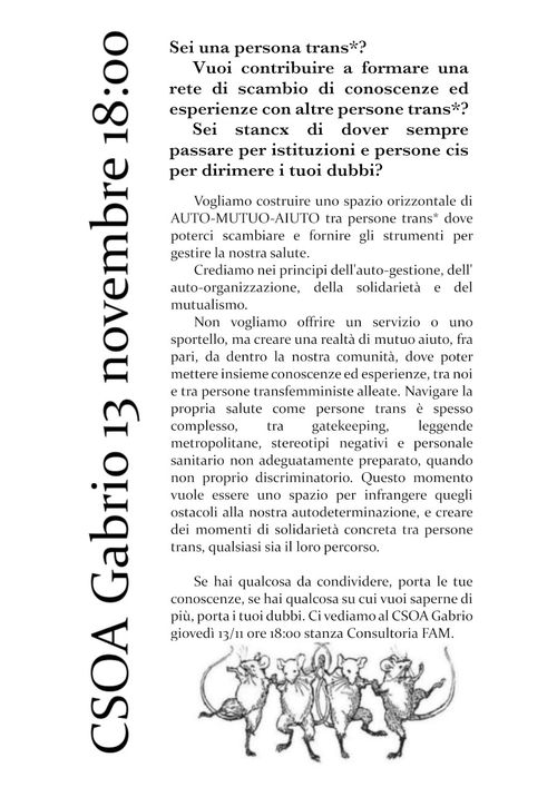 INCONTRO DI MUTUO AIUTO TRANS*