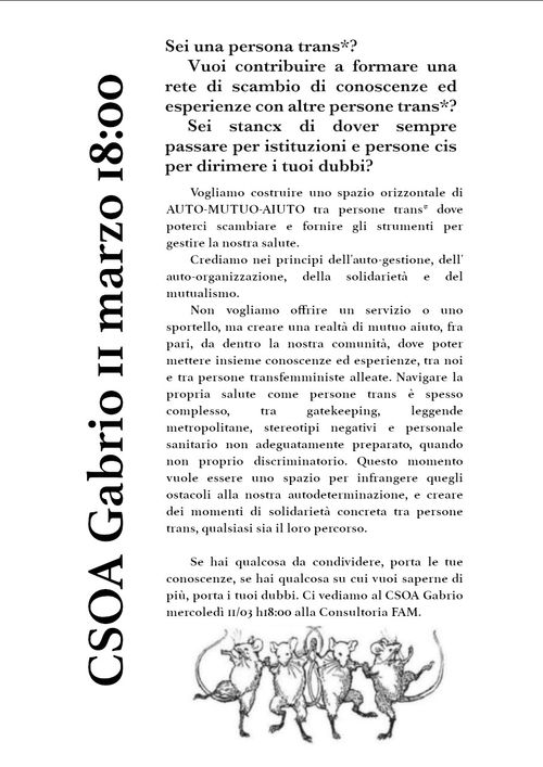 INCONTRO DI MUTUO AIUTO TRANS*