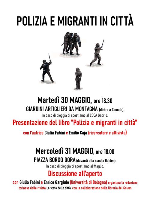 Polizia e migranti in città