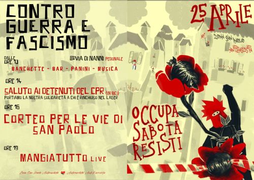 25 APRILE CONTRO GUERRA E FASCISMO: OCCUPA, SABOTA E RESISTI