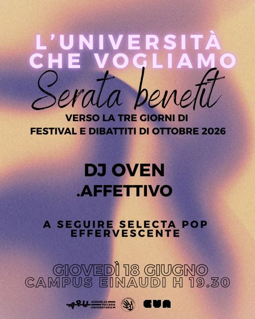 L'Università che vogliamo. Serata benefit verso la 3 giorni di festival e dibattiti di ottobre 2026