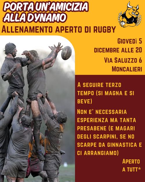 Porta un'amicizia alla Dynamo! Allenamento aperto di rugby + terzo tempo.