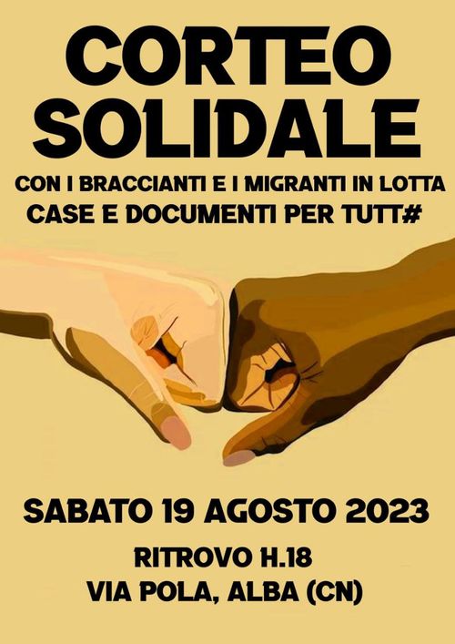 Corteo solidale con i braccianti e migranti in lotta