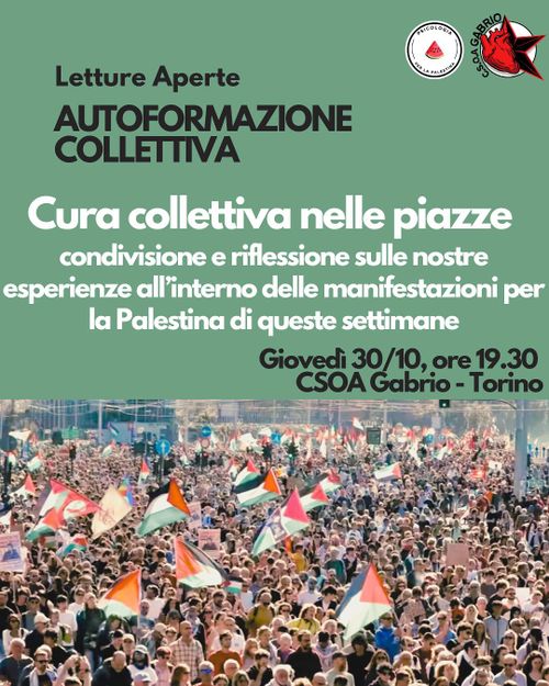 Cura collettiva nelle piazze - Autoformazione con Psicologia Palestina 