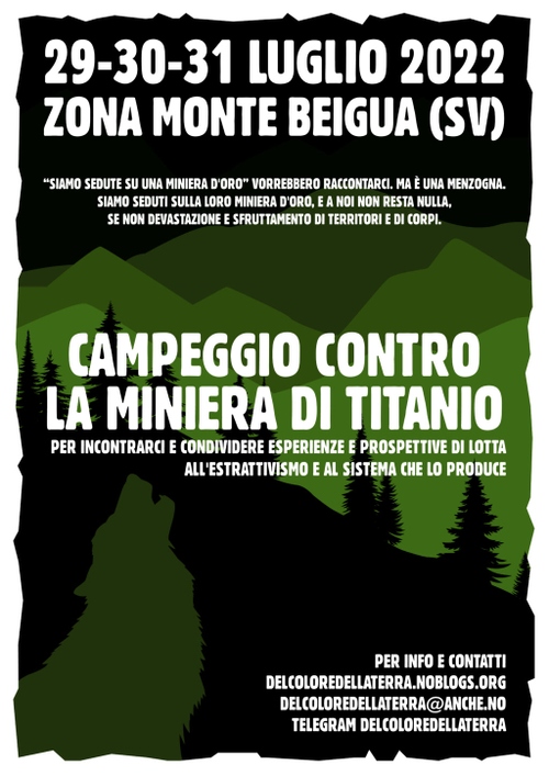 Monte Beigua (SV): Campeggio contro la miniera di titanio