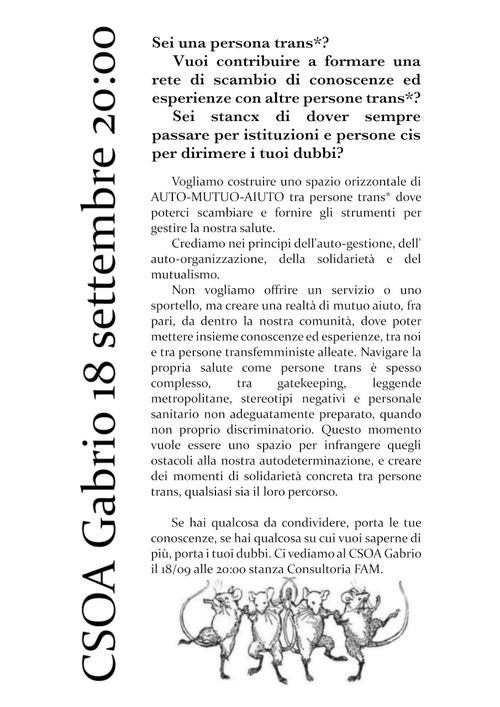 INCONTRO DI MUTUO AIUTO TRANS*
