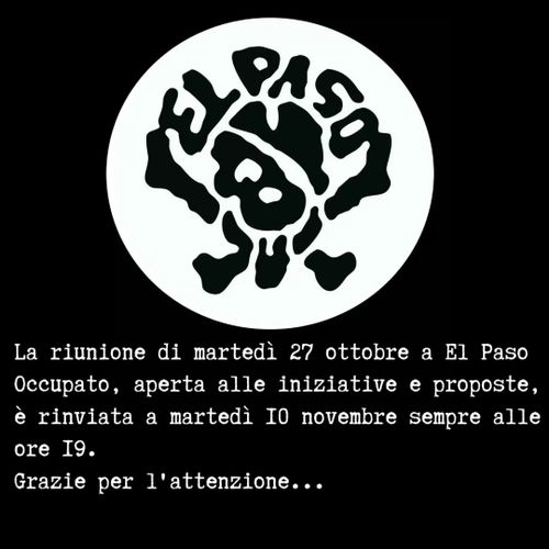 EL PASO - RIUNIONE DI MARTEDI' 27 SOSPESA