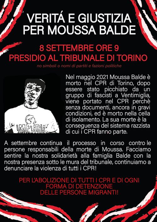 Verità e giustizia per Moussa Balde - Presidio al Tribunale di Torino