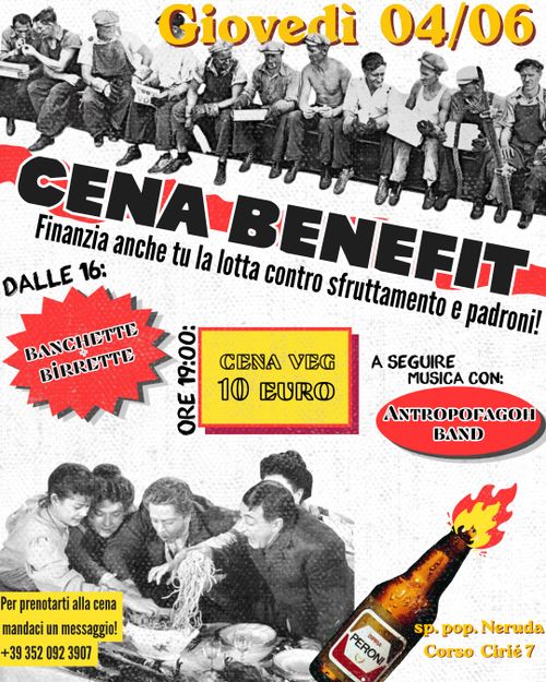 Cena Benefit contro padroni e sfruttamento - Co.l.p.o 