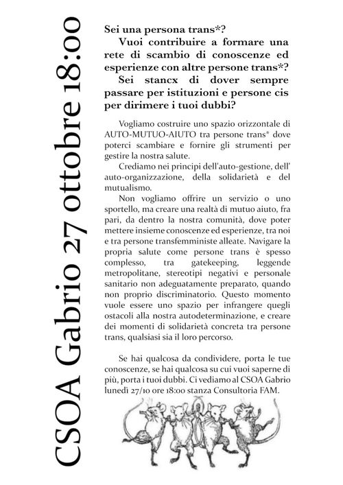 INCONTRO DI MUTUO AIUTO TRANS*