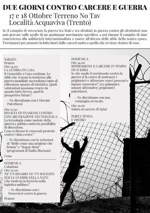 Due giorni contro carcere e guerra