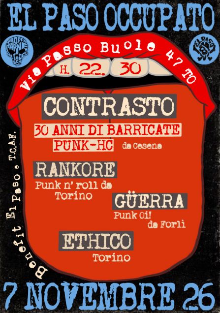 CONTRASTO 30anni di barricate punkhardcore + RANKORE + GüERRA + ETHICO