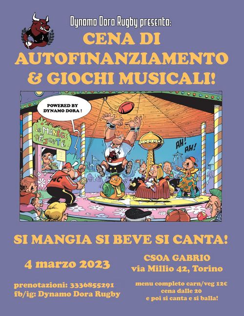 CENA DI AUTOFINANZIAMENTO & GIOCHI MUSICALI - DYNAMO DORA RUGBY POPOLARE TORINO