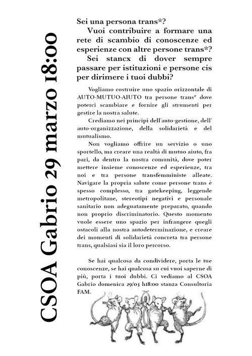 INCONTRO DI MUTUO AIUTO TRANS*