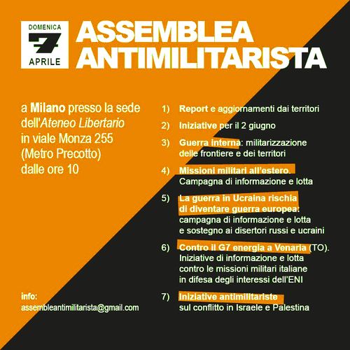 Milano. Assemblea antimilitarista