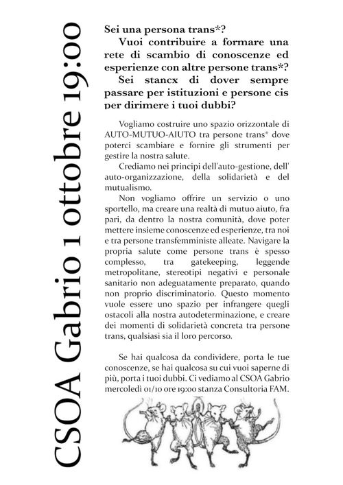 INCONTRO DI MUTUO AIUTO TRANS*