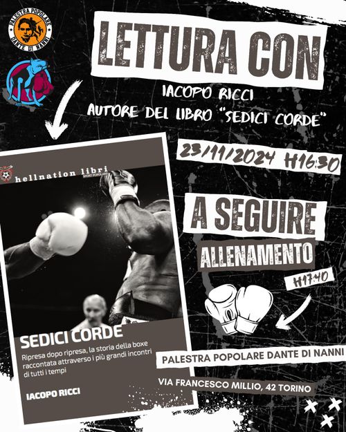 Lettura con Iacopo Ricci autore di "16 Corde" + allenamento boxe