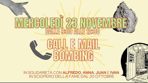 Ogni mercoledì Mail & Call Bombing per la liberazione di Alfredo