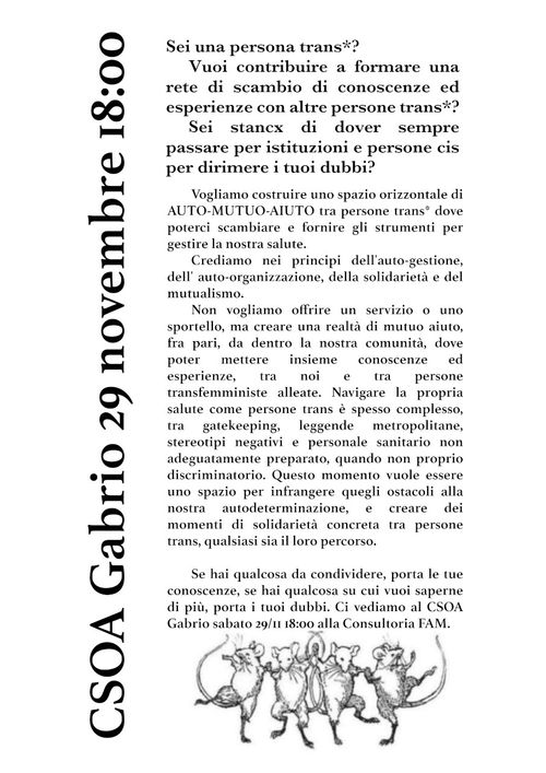 INCONTRO DI MUTUO AIUTO TRANS*