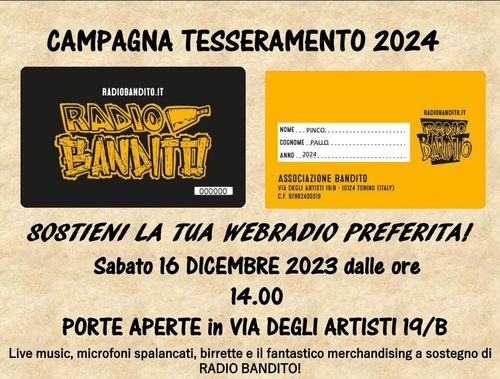 RADIO BANDITO - Open day CAMPAGNA TESSERAMENTO 2024