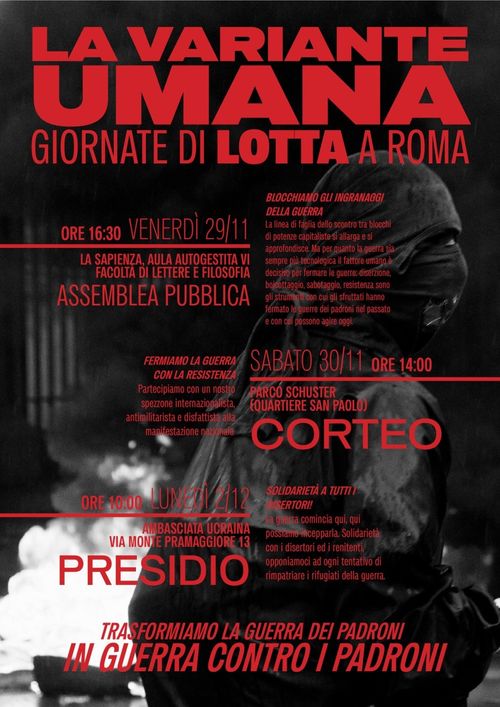 LA VARIANTE UMANA. GIORNATE DI LOTTA A ROMA