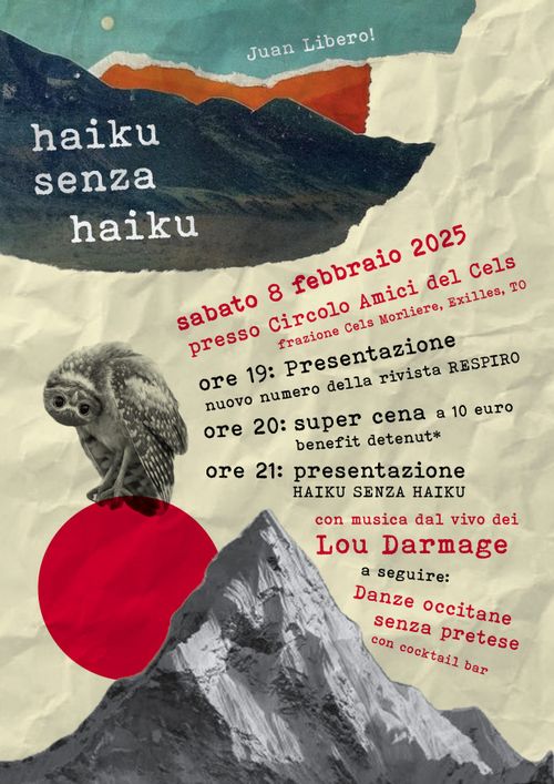 presentazione nuovo numero della rivista a fumetti "RESPIRO ", presentazione HAIKU SENZA HAIKU musicata dal vivo con i LOU DARMAGE: BENEFIT PRIGIONIER* 