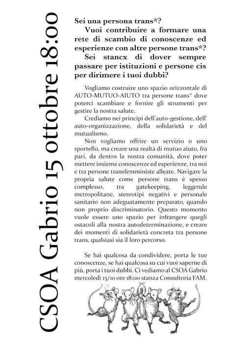 INCONTRO DI MUTUO AIUTO TRANS*