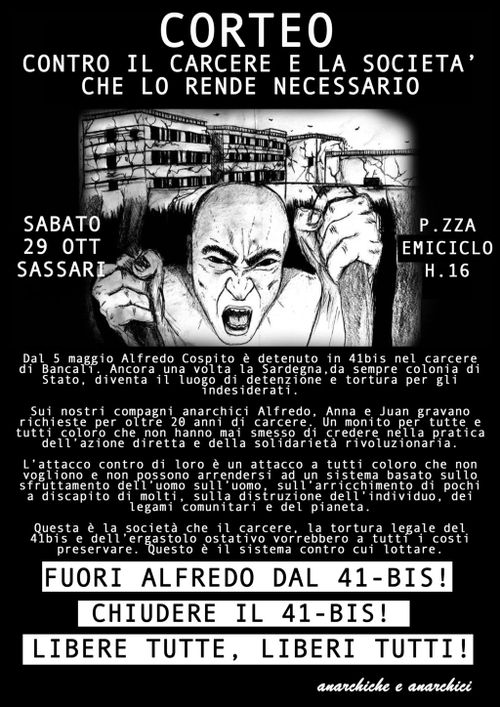 Sassari, 29 ottobre: manifestazione contro carcere e 41 bis [IN AGGIORNAMENTO]