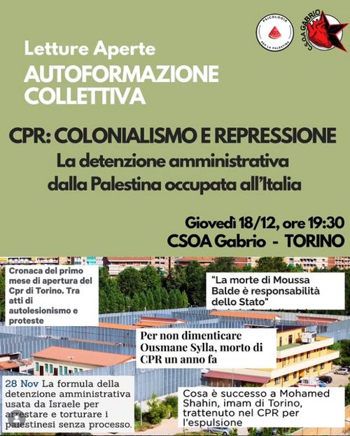 CPR: COLONIALISMO E REPRESSIONE - La detenzione amministrativa dalla Palestina all'Italia