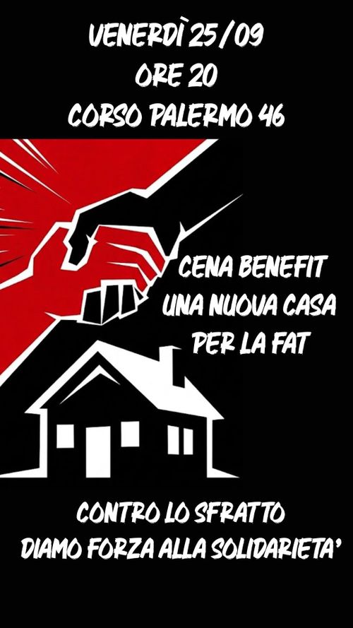 Cena contro lo sfratto! Benefit per la nuova casa della FAT
