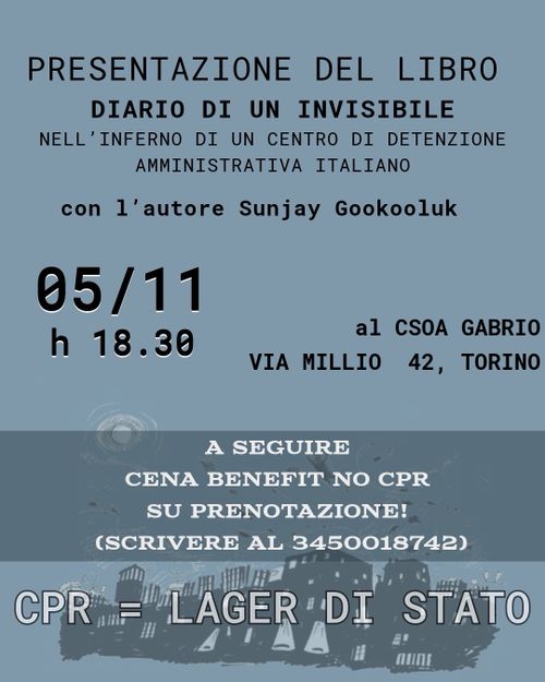 Presentazione del libro "Diario di un invisibile. Nell'inferno di un centro di detenzione amministrativa italiano"